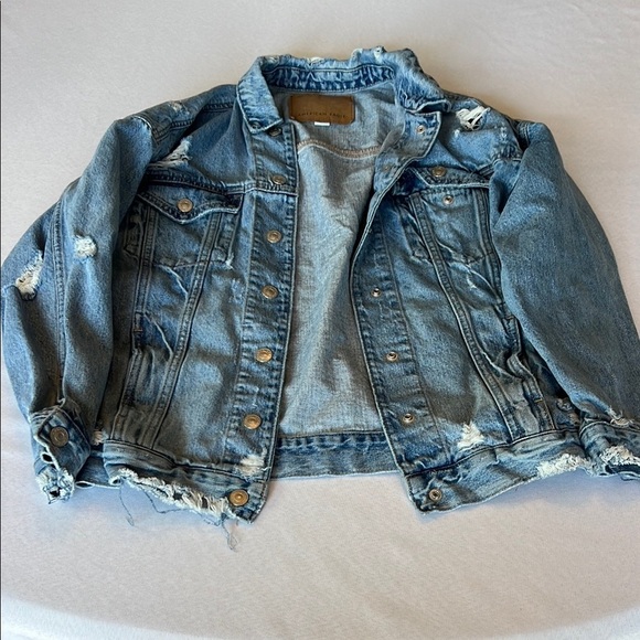 American Eagle Distressed Denim Jacket Women’s XS - Picture 2 of 13